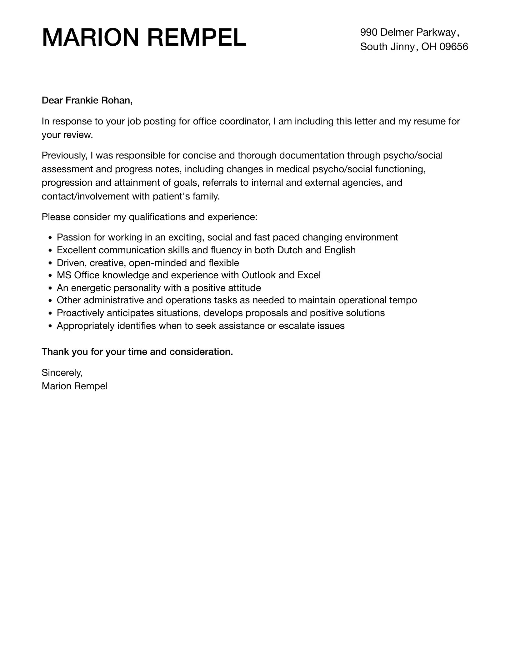 38818 cover letter formatting