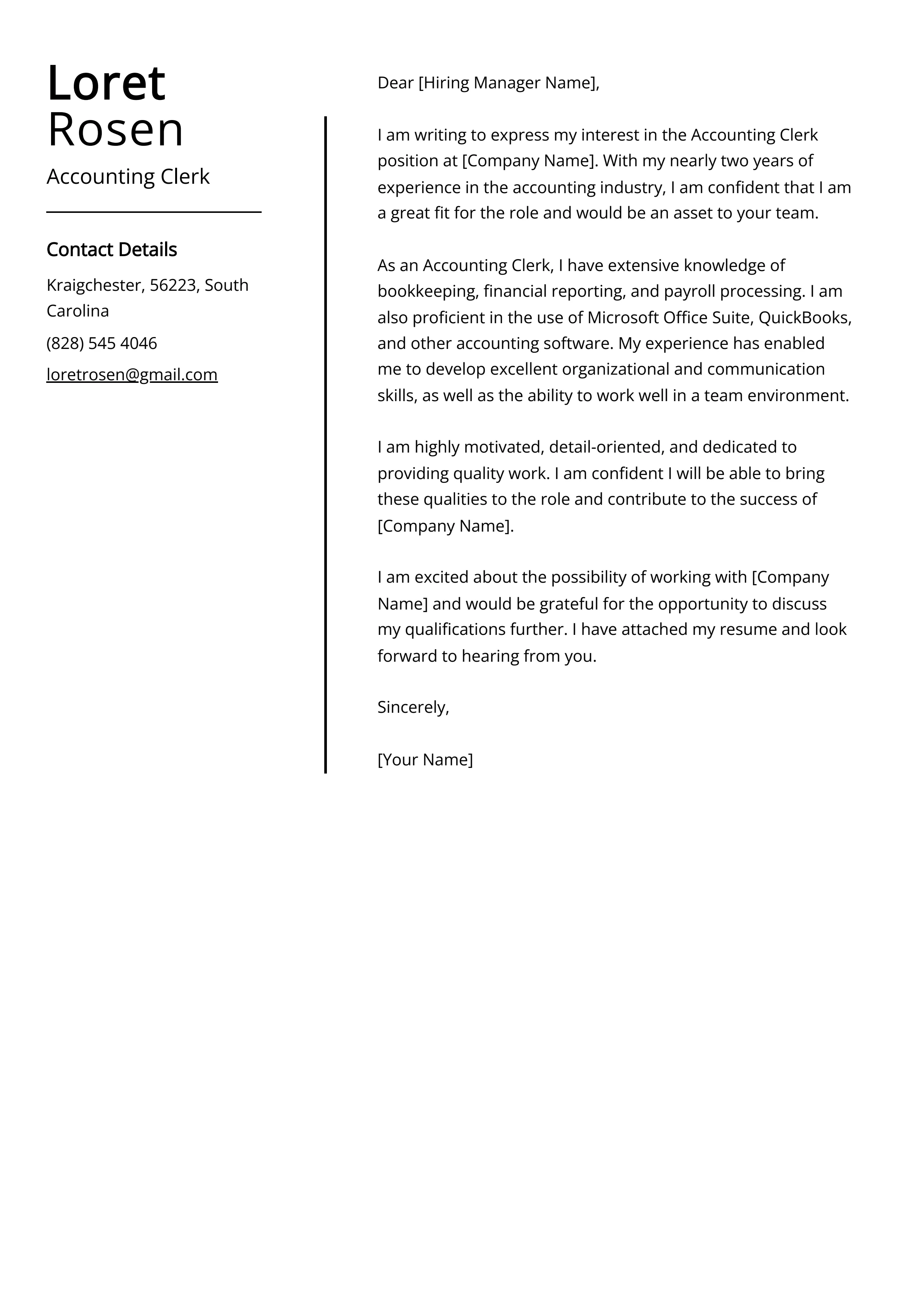 38873 accounting clerk cover letter guidance