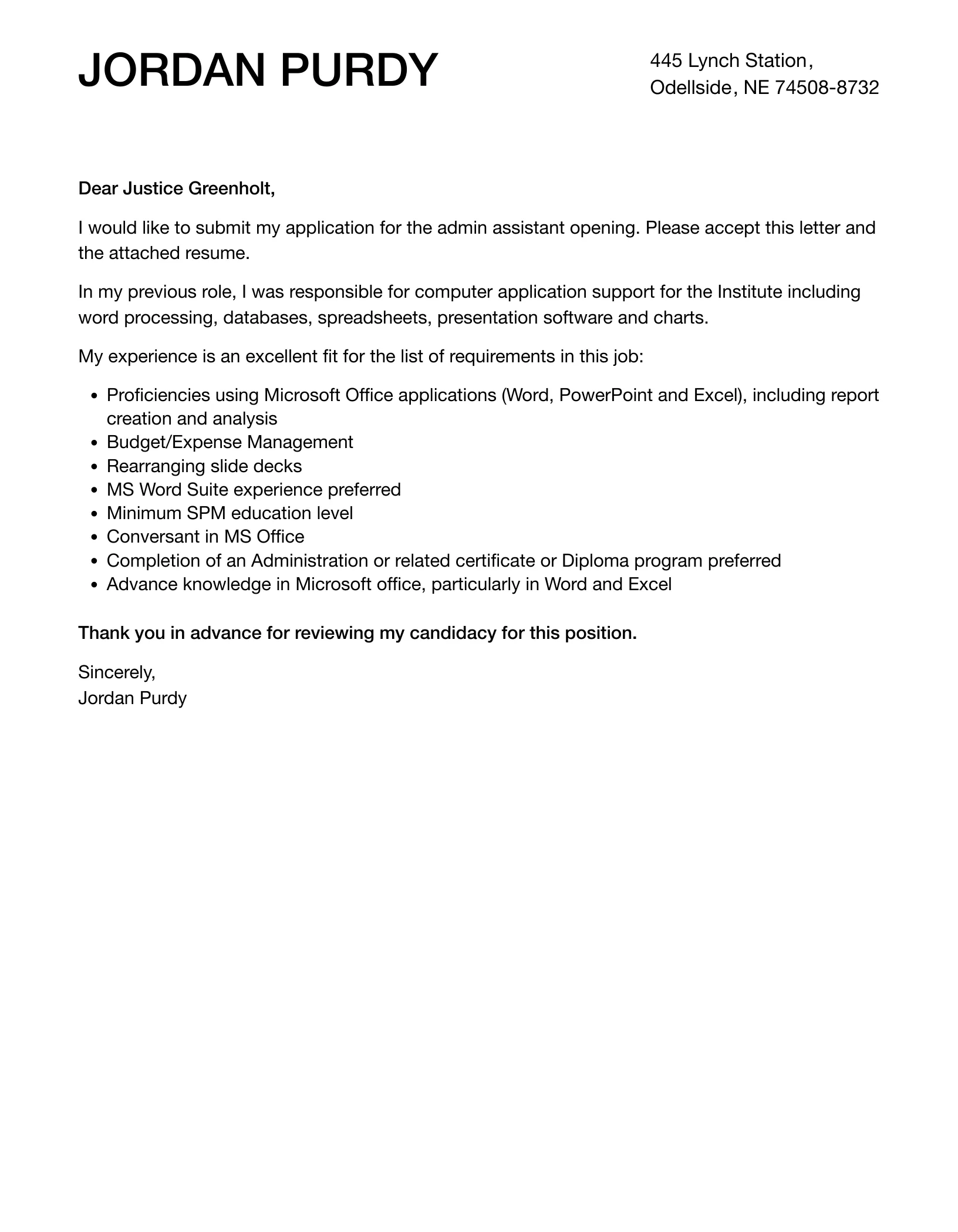 38925 cover letter formatting