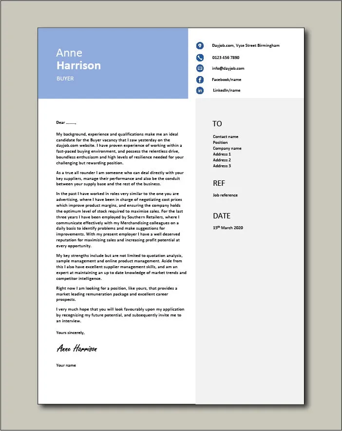 38946 buyer cover letter customize