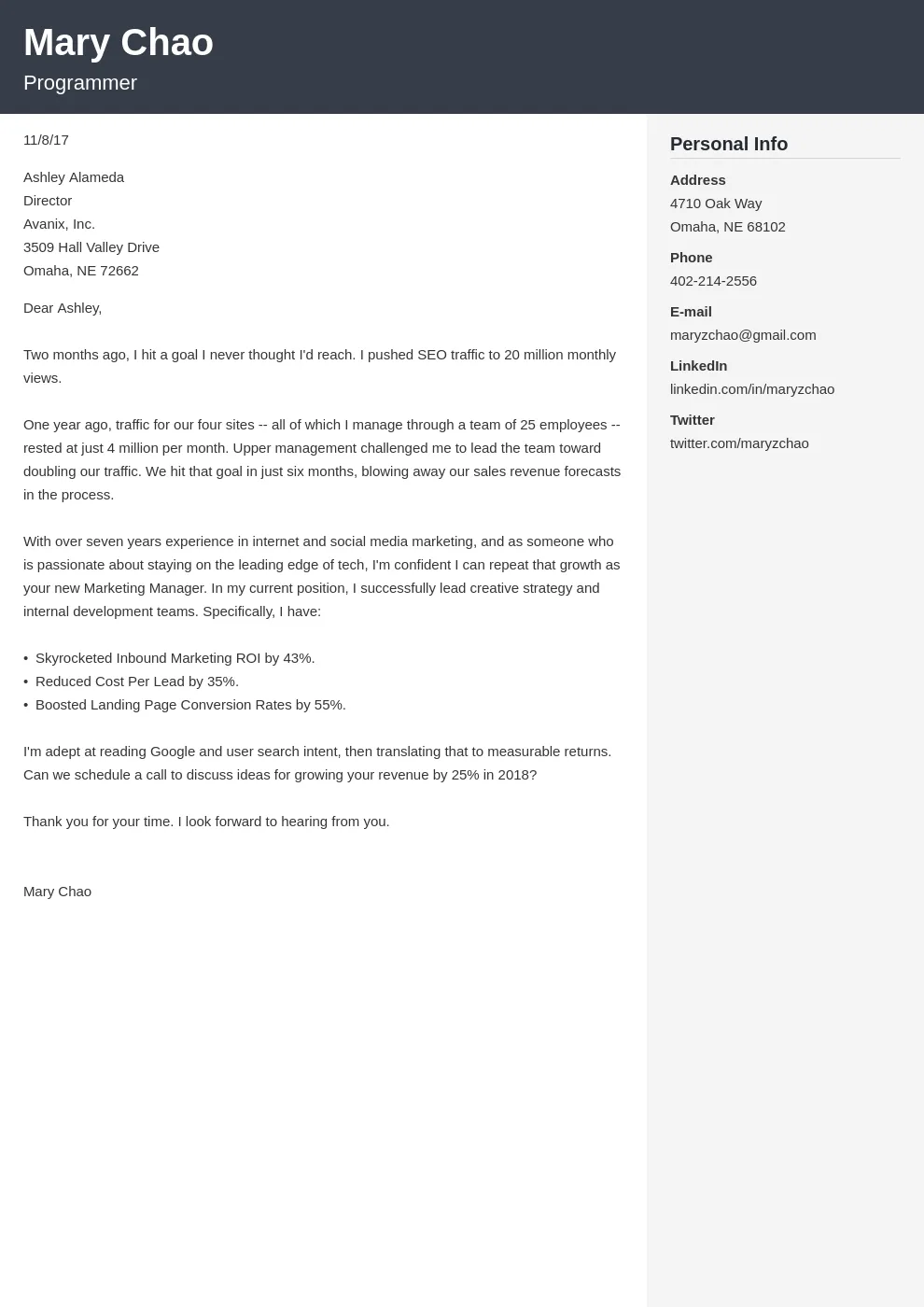 43786 cover letter skills