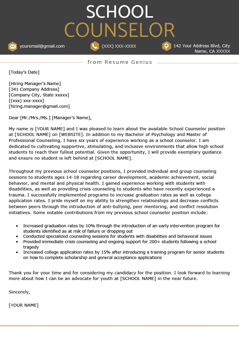 43789 counselor cover letter examples