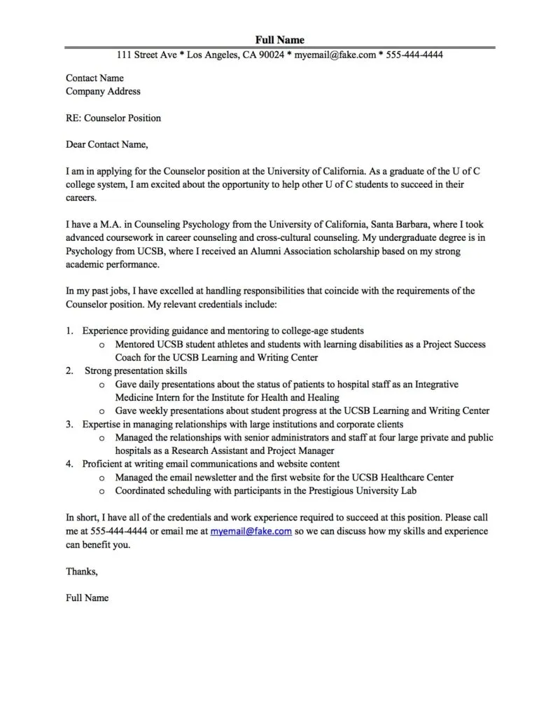 43789 counselor cover letter writing