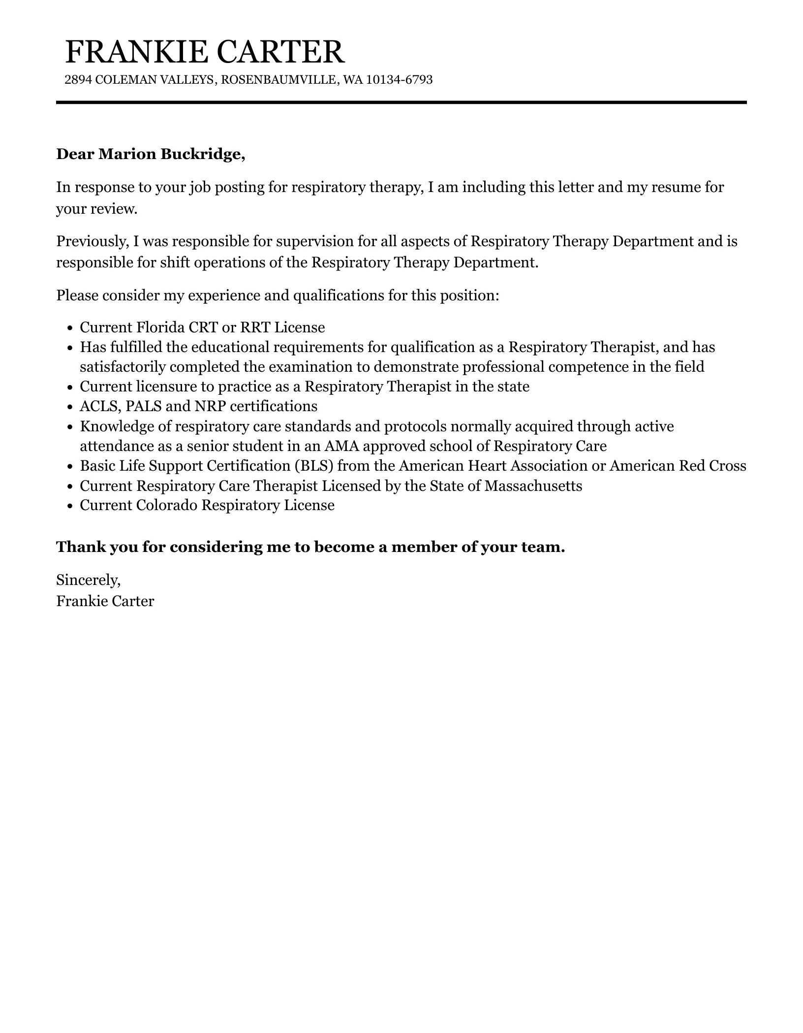 43806 respiratory therapist achievements