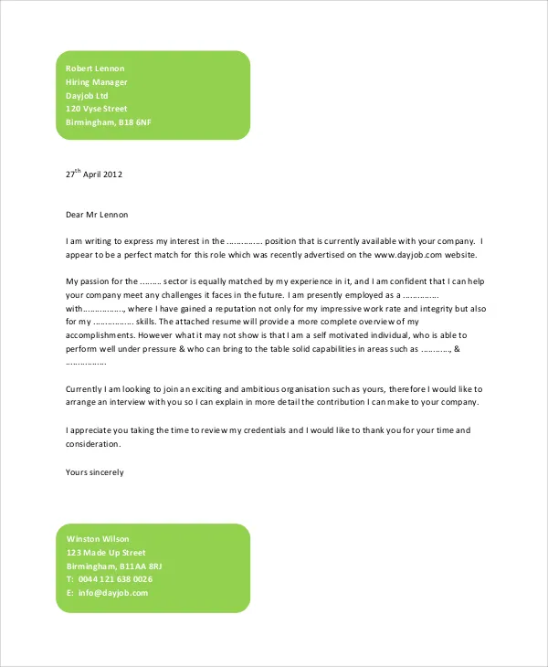 43814 cover letter formatting
