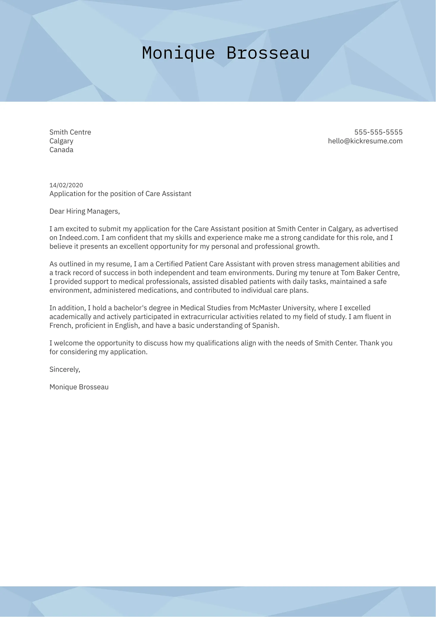 43815 pca cover letter structure