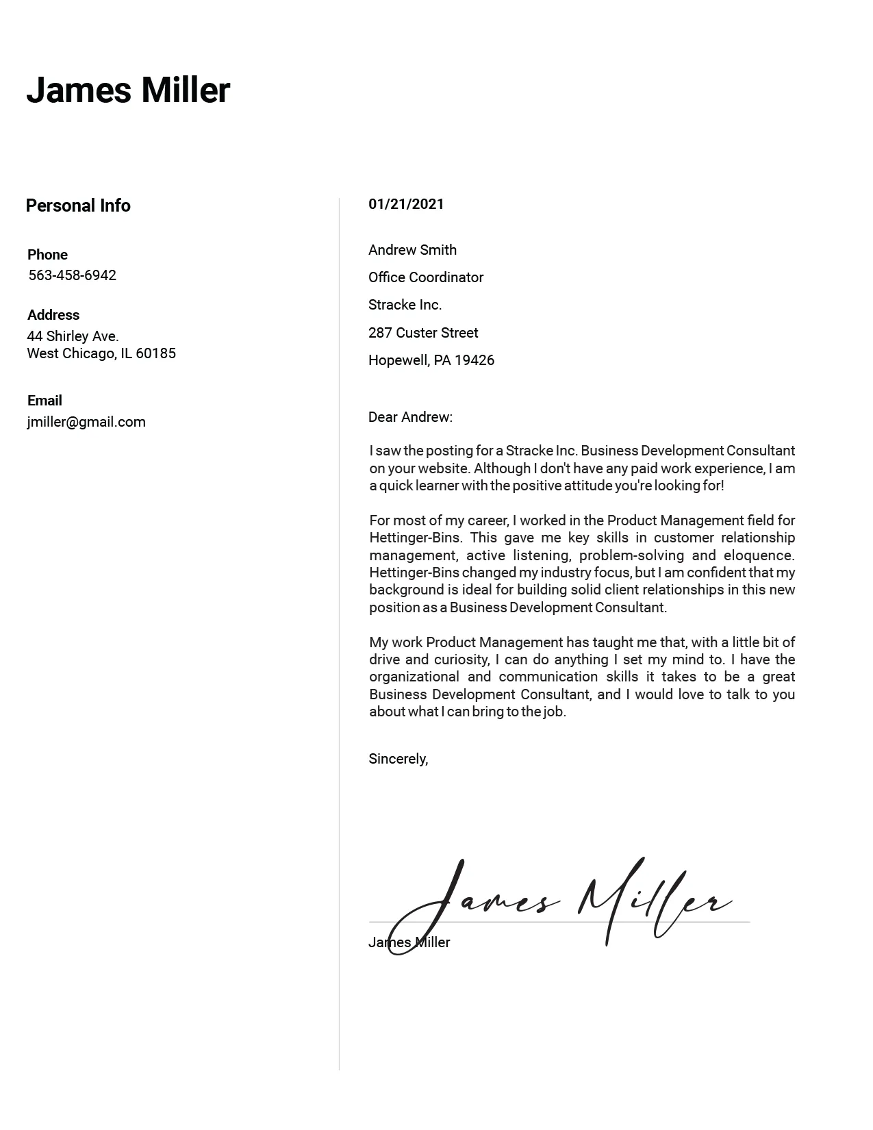 43822 cover letter purpose