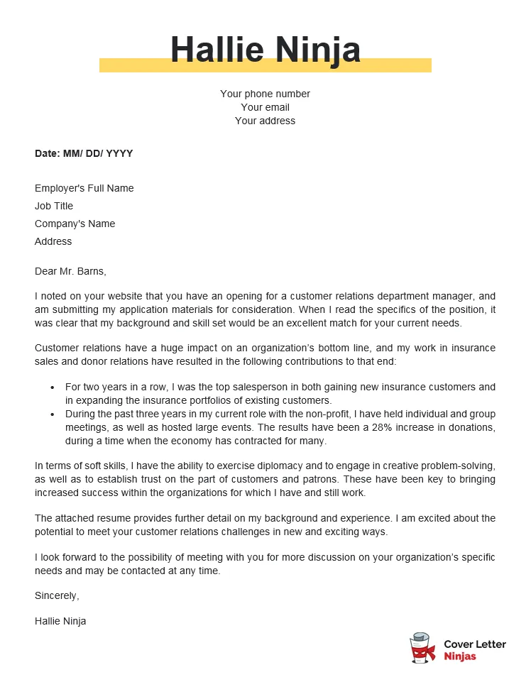 43827 project management cover letter