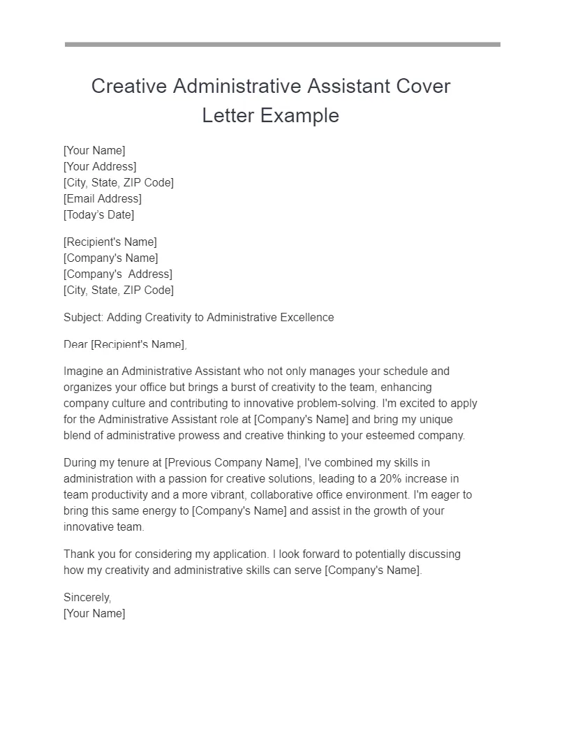 43841 administrative assistant cover letter
