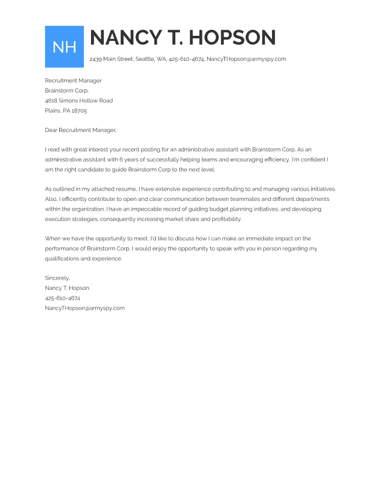 43841 cover letter format