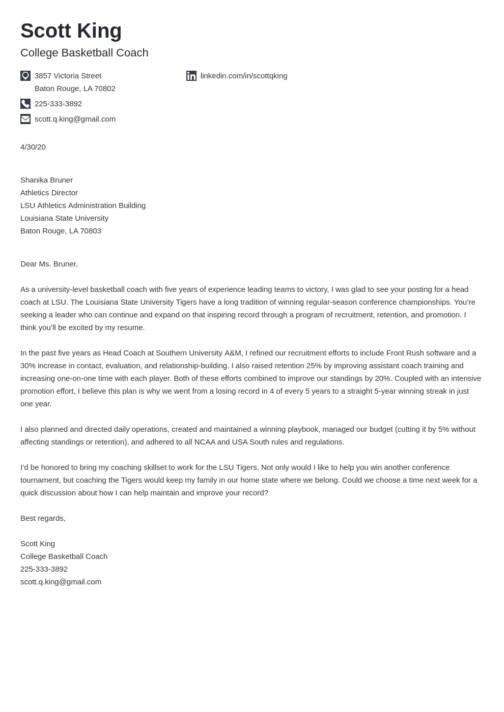 43843 cover letter structure