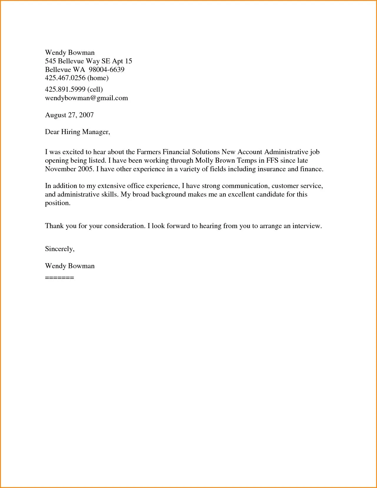 43854 resume and cover letter