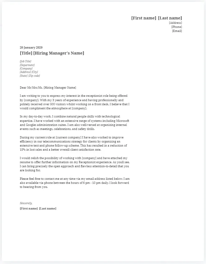 43858 cover letter format