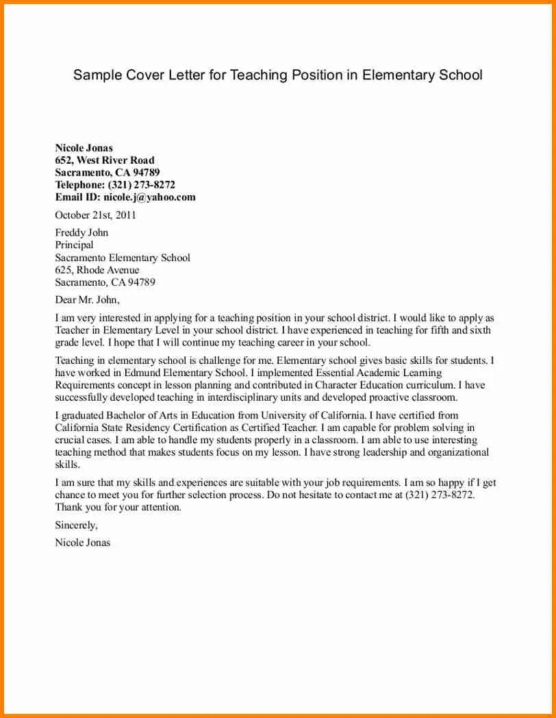43859 elementary teacher cover letter example
