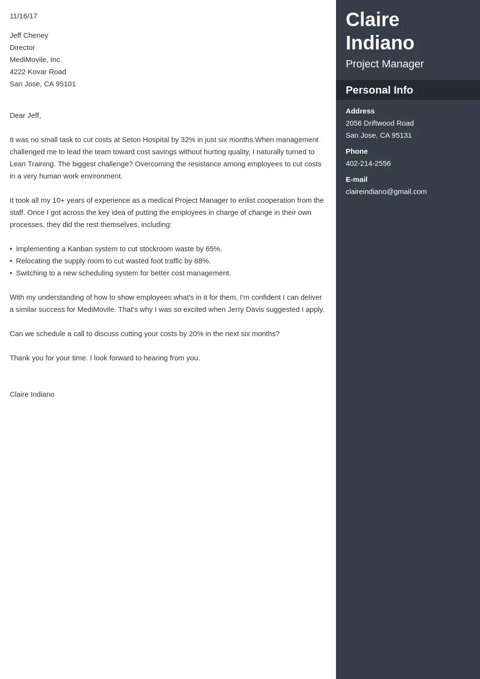 43865 cover letter skills