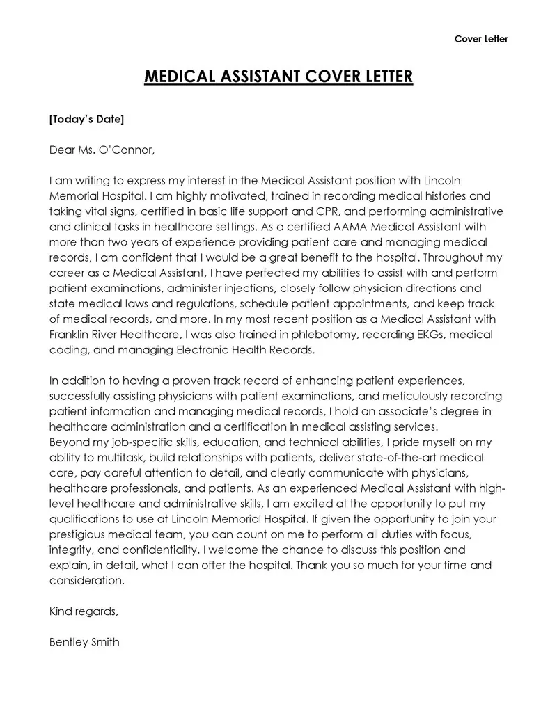 43868 medical assistant examples