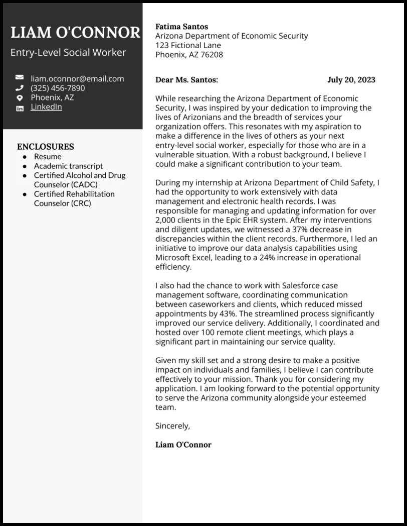 43881 tailoring cover letter social work