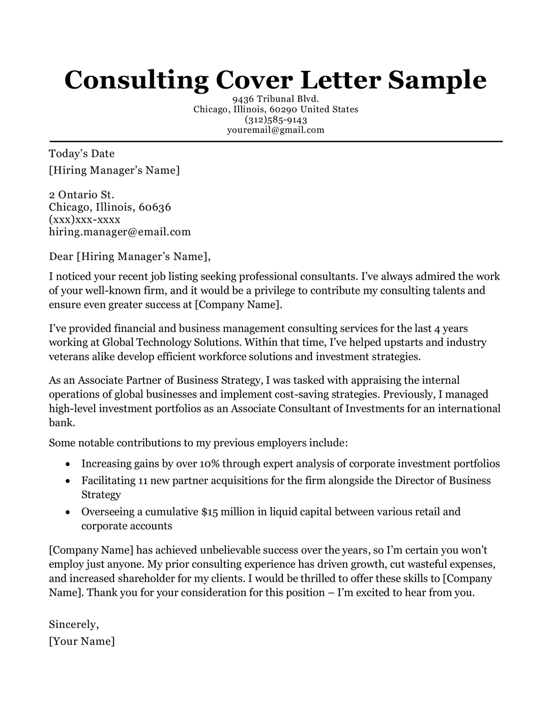 43886 consulting cover letter value proposition