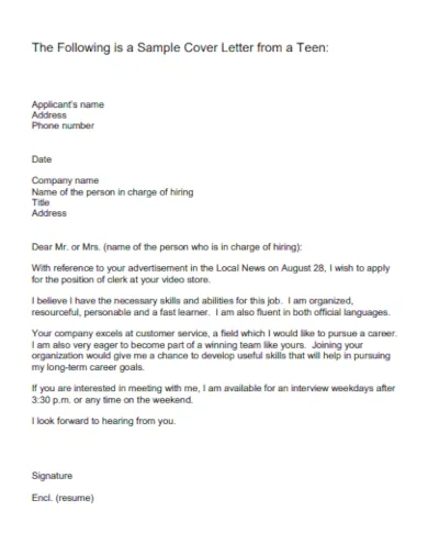 43908 teen cover letter achievements